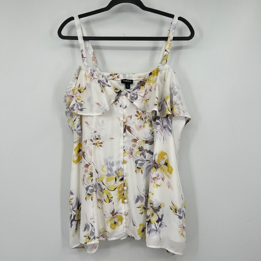 Torrid Georgette Ruffle Cold Shoulder Blouse woman's plus size 2 2x
